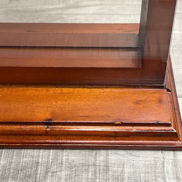 Challenge Coin Red Wood Finish Display Stand Shelf Holds 12-16 coins 13x9x5 - Picture 4 of 8